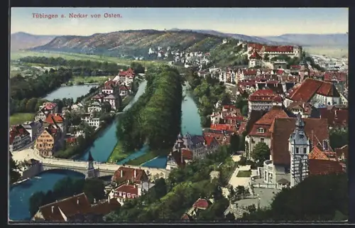 AK Tübingen a. Neckar, Teilansicht mit Brücke von Osten