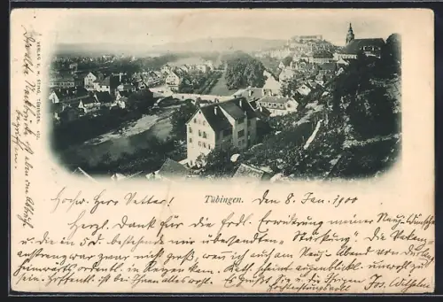 AK Tübingen, Totale vom Berg aus gesehen