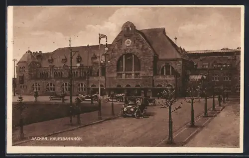 AK Aachen, Hauptbahnhof mit Strassenpartie