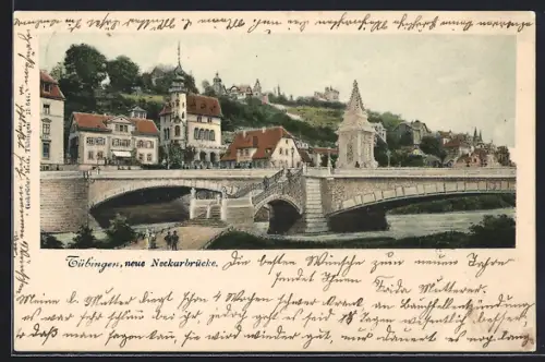 AK Tübingen, Blick auf neue Neckarbrücke