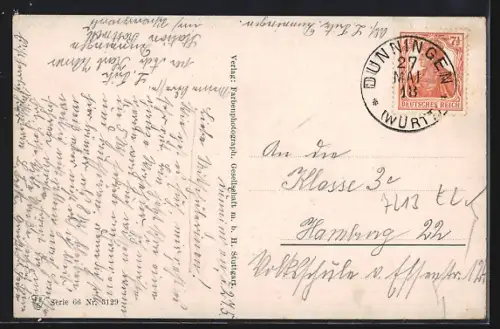 AK Dunningen /Württ., Ortspartie mit Bach