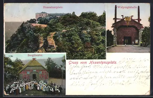 AK Thale, Hexentanzplatz, Walpurgishalle und Bergtheater