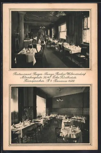 AK Berlin-Wilmersdorf, Restaurant Rieger-Lange, Nürnbergerstrasse 39-40