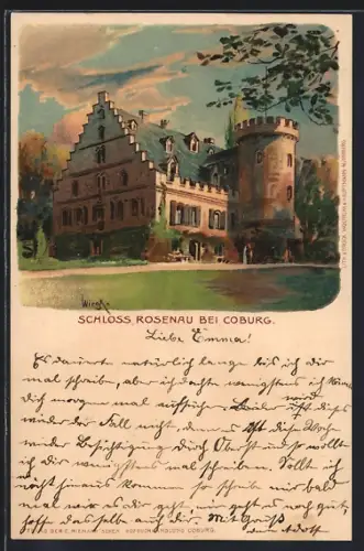 Künstler-AK Coburg, Schloss Rosenau