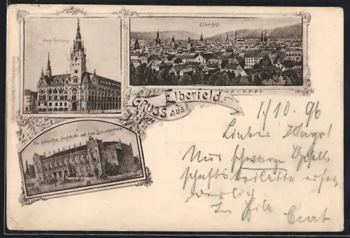 AK Elberfeld, Neues Rathaus, Stadthalle, Ortsansicht