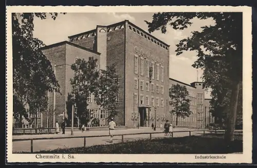 AK Chemnitz, Industrieschule vom Park aus gesehen