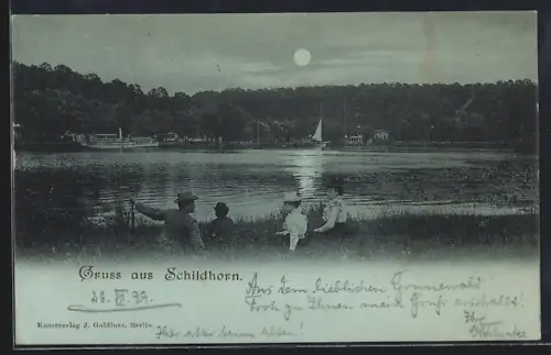 AK Berlin-Grunewald, Blick auf den See