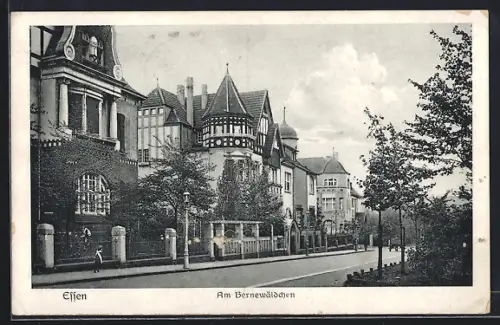 AK Essen, Strasse am Bernewäldchen mit Villen