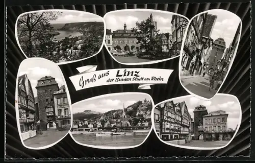 AK Linz am Rhein, Restaurant am Tor, Rathaus, Strassenpartie