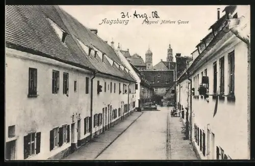 AK Augsburg, Strassenpartie Fuggerei Mittlere Gasse