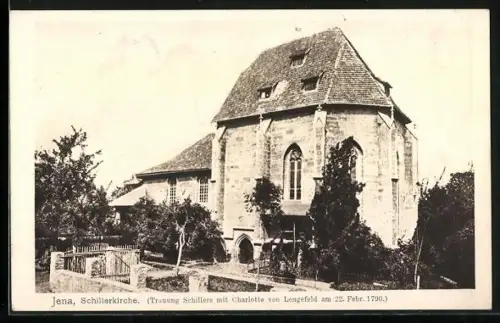 AK Jena, Schillerkirche, Trauung Schillers mit Charlotte von Lengefeld 1790