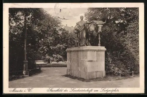 AK Münster i. W., Standbild der Landwirtschaft am Ludgeriplatz