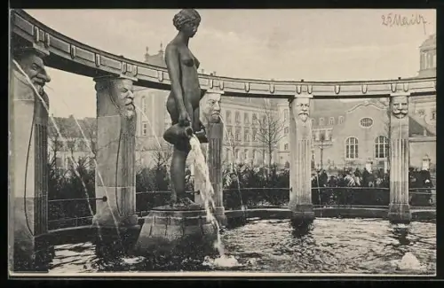 AK Karlsruhe, Stephansbrunnen am Stephanplatz