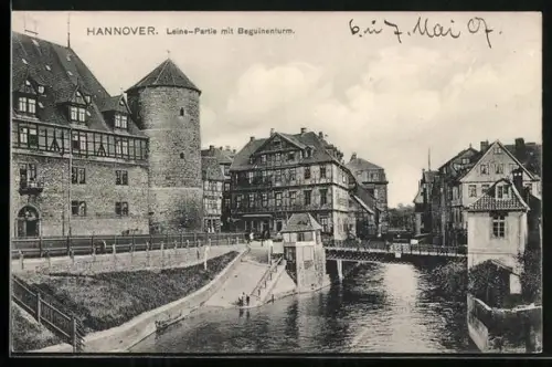 AK Hannover, Leine-Partie mit Beguinenturm