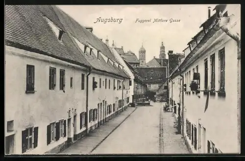 AK Augsburg, Strassenpartie Fuggerei Mittlere Gasse