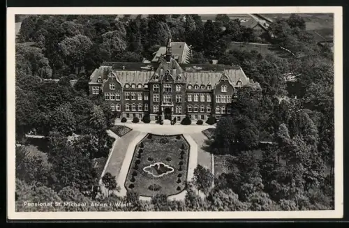 AK Ahlen i. W., Pensionat St. Michael vom Flugzeug aus