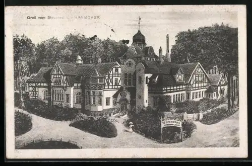AK Hannover, Gaststätte Steuerndieb H. Lange aus der Vogelschau