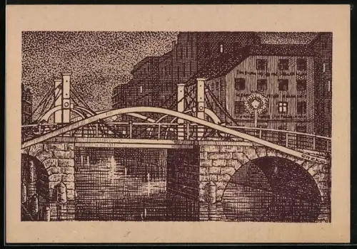 Künstler-AK Berlin, Alt-Berlin, Jungfernbrücke bei Nacht, Friedrichsgracht