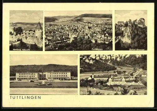 AK Tuttlingen, Gebäudeansicht mit Springbrunnen, Schloss Bronnen, Honburg
