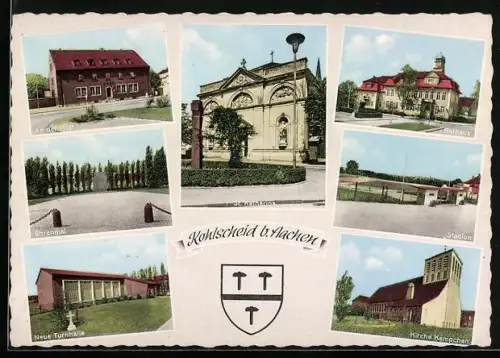 AK Kohlscheid /Aachen, Stadion, Neue Turnhalle, St. Katharina, Wappen