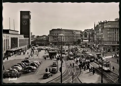 AK Düsseldorf, Hauptbahnhof mit Vorplatz aus der Vogelschau
