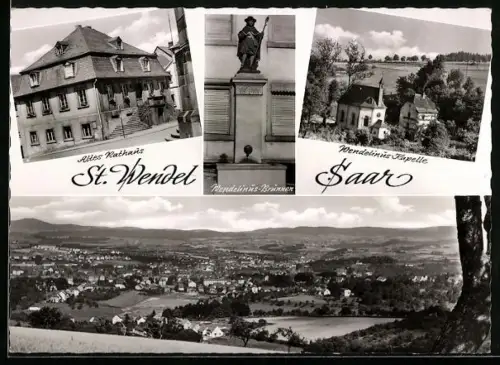 AK St. Wendel /Saar, Altes Rathaus, Wendelinus-Brunnen, Gesamtansicht
