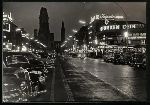 AK Berlin-Charlottenburg, Kurfürstendamm bei Nacht