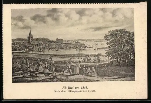 AK Alt-Kiel, Ortspartie mit See und Schiffen