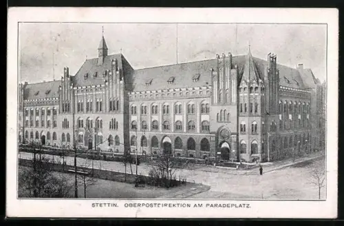 AK Stettin, Oberpostdirektion am Paradeplatz