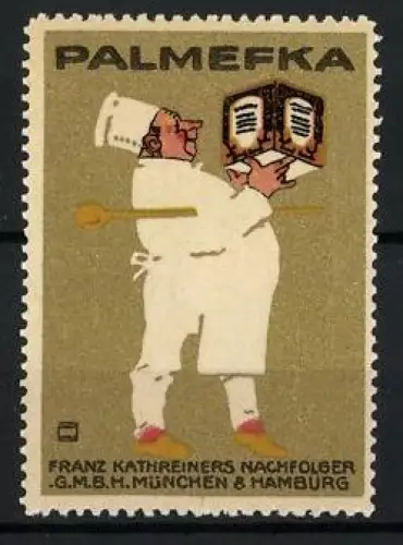 Künstler-Reklamemarke Ludwig Hohlwein, München, Palmefka Franz Kathreiners Nachfolger, Bäcker mit Margarine