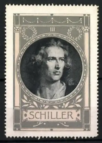 Reklamemarke Friedrich Schiller, Porträt im klassischen Stil