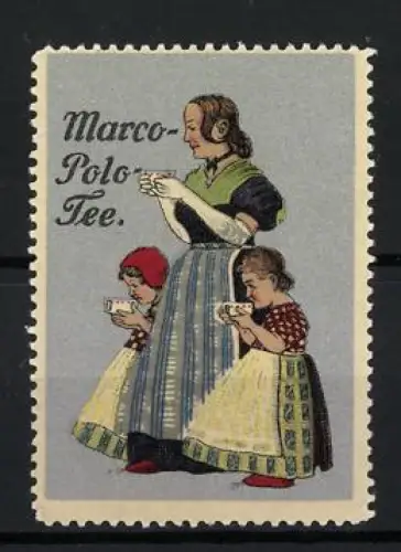 Reklamemarke Marco-Polo Tee, Frauen und Kinder beim Teetrinken