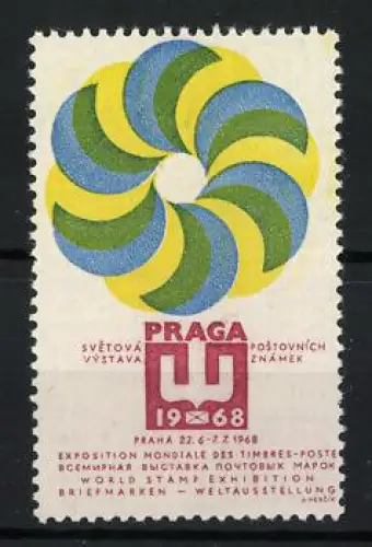Reklamemarke Prag - Praga 1968, Welt-Briefmarkenausstellungssymbol