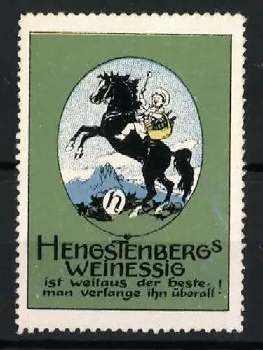 Reklamemarke Hengstenberg`s Weinessig, Knabe auf Pferd