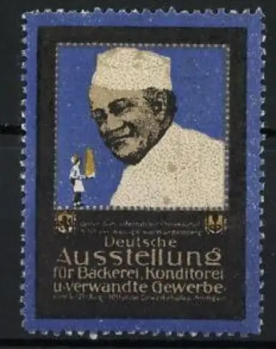 Reklamemarke Stuttgart, Deutsche Ausstellung für Bäckerei, Konditorei u. verwandte Gewerbe, Bäckerporträt