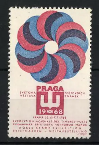 Reklamemarke Prag - Praga, Weltbriefmarkenausstellung 1968, Bunte Spirale