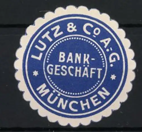 Reklamemarke München, Lutz & Co A.G., Bankgeschäft