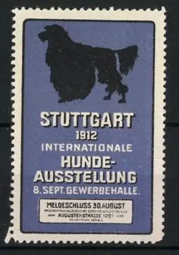 Reklamemarke Stuttgart, Internationale Hunde-Ausstellung 1912, Hundesilhouette