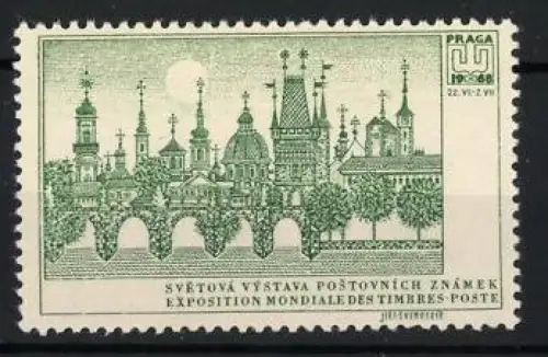 Reklamemarke Praga 1968, Weltausstellung der Briefmarken, Stadtansicht Prag
