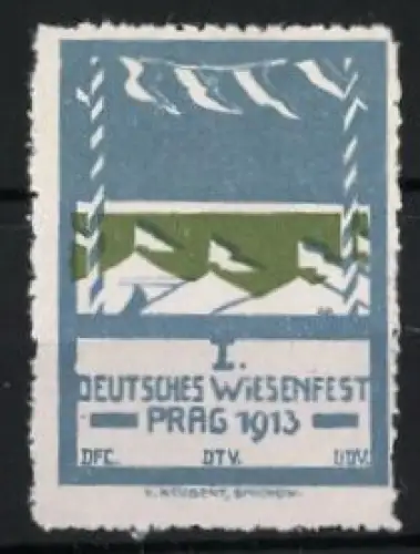Reklamemarke Prag, 1. Deutsches Wiesenfest 1913, Festgelände mit Zelten