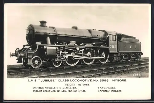 Foto-AK Englische Eisenbahn, Lokomotive No. 5586 Mysore der LMS