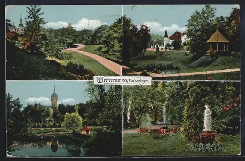 AK Wittenberg / Elbe, Teilansichten auf die Parkanlagen