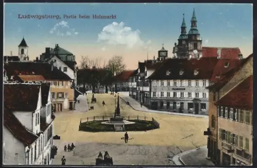 AK Ludwigsburg / Württ., Partie beim Holzmarkt