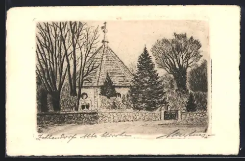 Künstler-AK Berlin-Zehlendorf, Alte Kirche