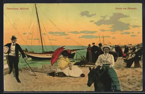 AK Ahlbeck / Ostsee, Siesta am Strande
