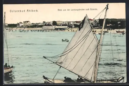 AK Ahlbeck / Ostsee, Blick von der Landungsbrücke nach Ostende