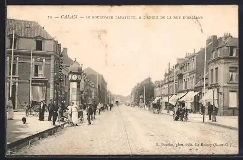 AK Calais, Le Boulevard Lavayette, a l`Angle de la Rue d`Orléans