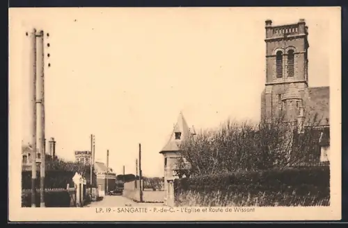 AK Sangatte /P.-de-C., L`Eglise et Route de Wissant
