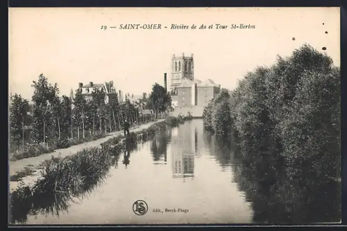 AK Saint-Omer, Rivière de Aa et Tour St-Bertin