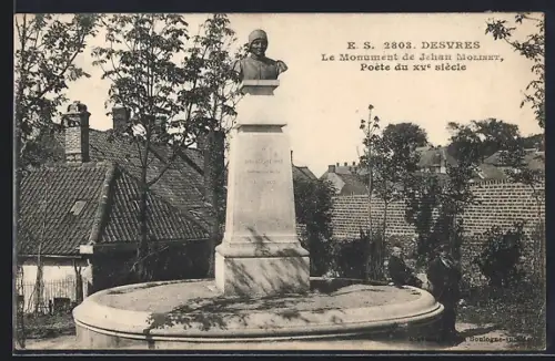 AK Desvres, Le Monument de Jehan Molinet, Poète du XVe siècle